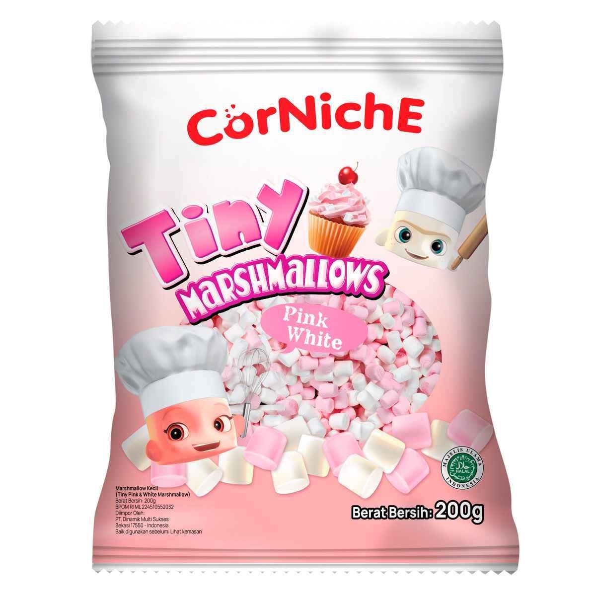 Зефир маршмеллоу CorNiche Tiny Pink + White 200 гр., флоу-пак