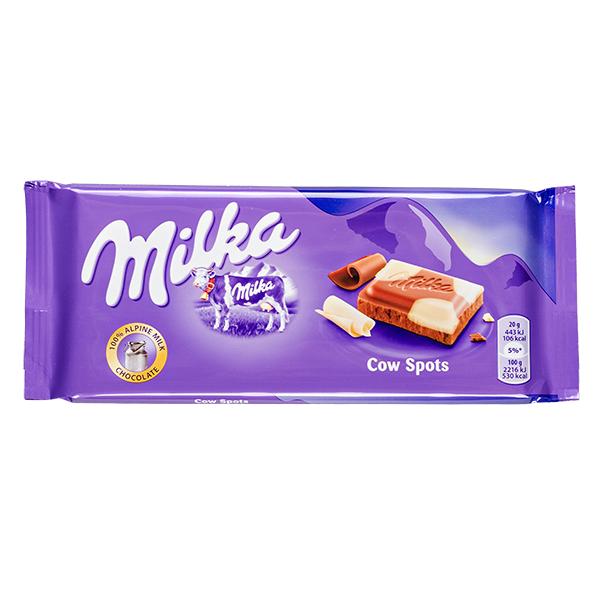 Шоколад Milka Cow Spots молочный с белым 100 гр., флоу-пак