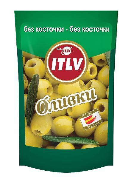 Оливки ITLV без косточки, 195 гр., дой-пак