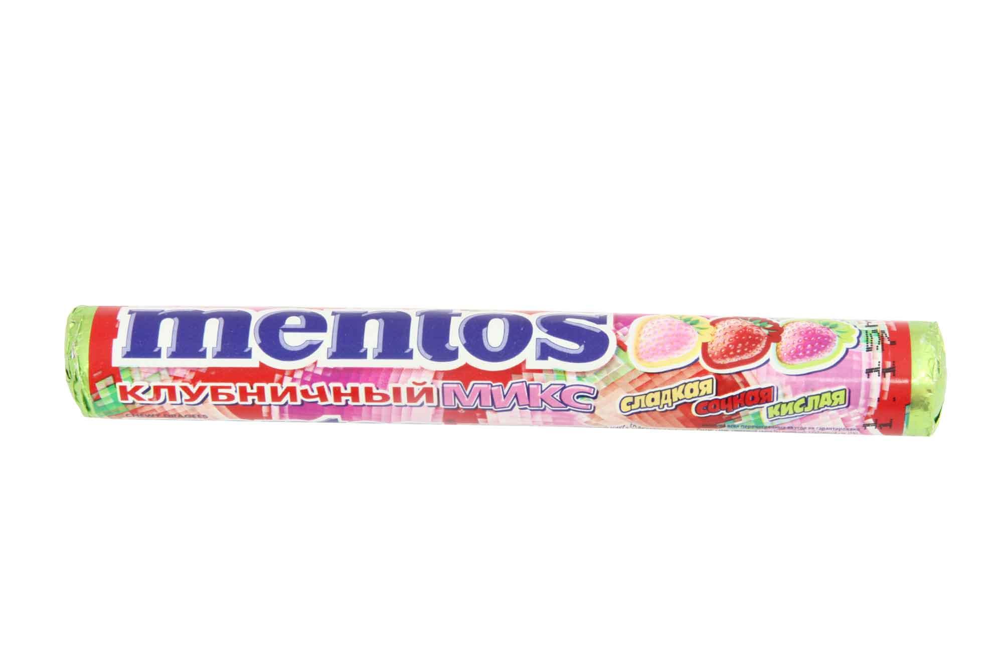 Жевательное драже Mentos со вкусом клубники 15,5 гр., обертка