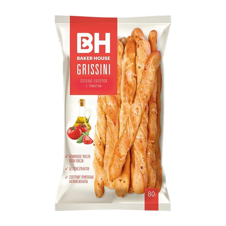 Хлебные палочки Baker House Grissini с томатом 80 гр., флоу-пак
