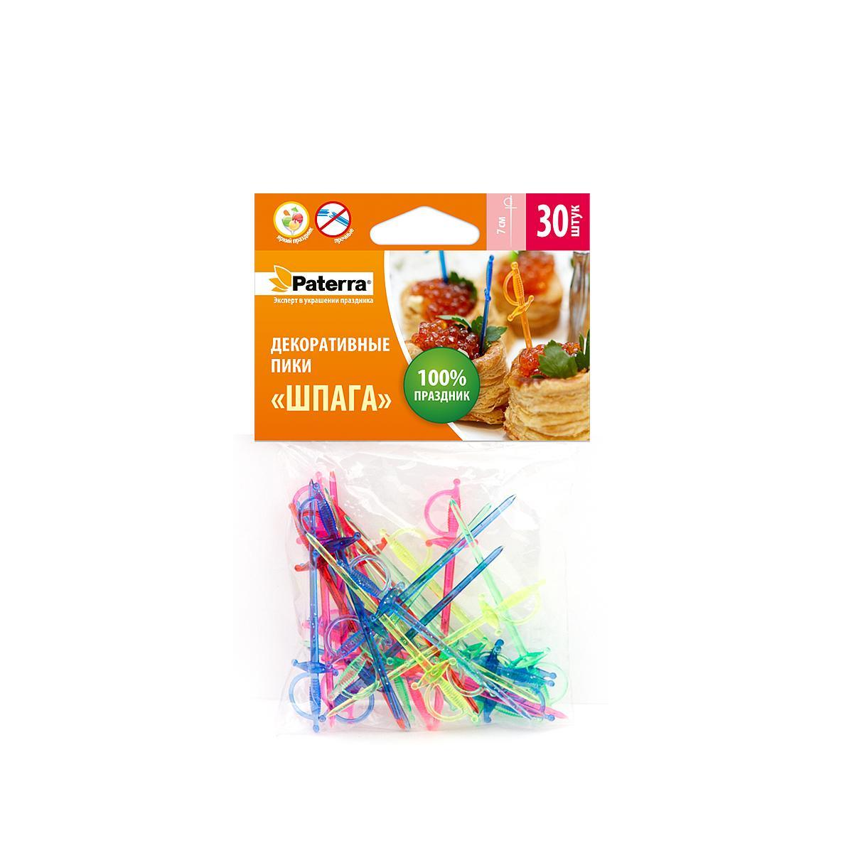 Пики для канапе Paterra Шпага 70 мм. 30 шт., пакет