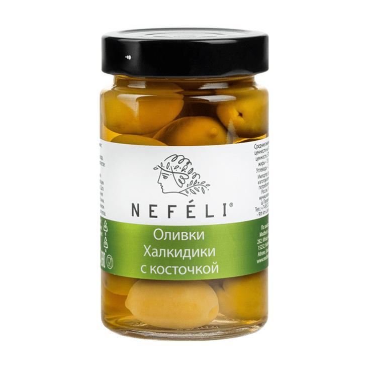 Оливки Nefeli Халкидики c косточкой 300 мл., стекло