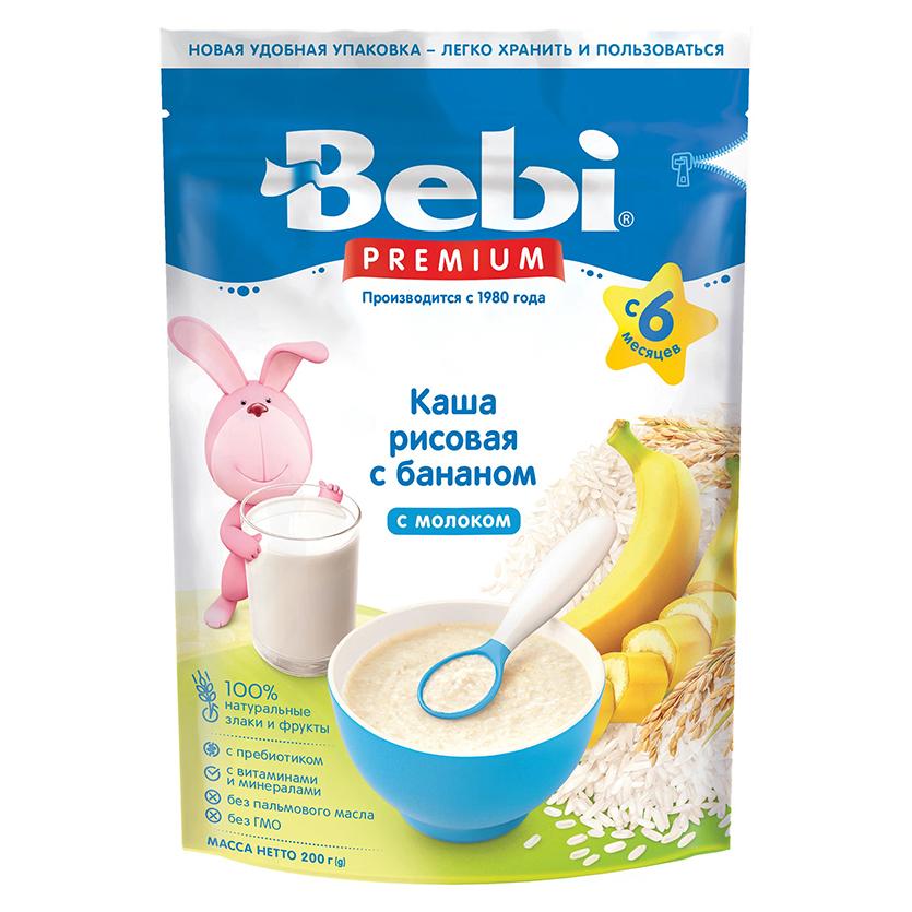 Каша молочная Bebi Premium Рисовая с бананами с 6 мес. 200 гр., картон