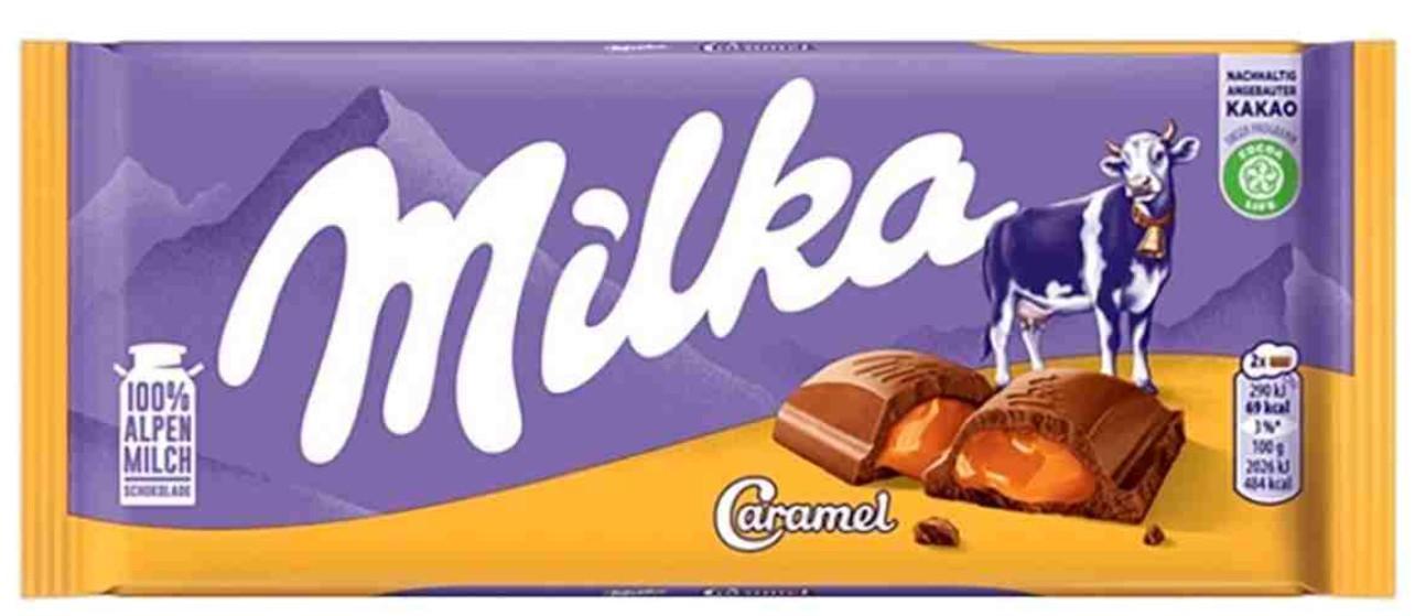 Шоколад Milka молочный со вкусом Карамель 100 гр., флоу-пак