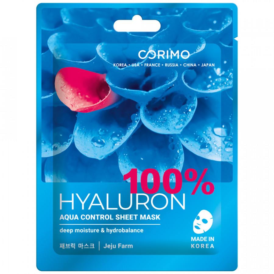 Маска тканевая Corimo для лица Акваконтроль 100% HYALURON, 22 гр., флоу-пак