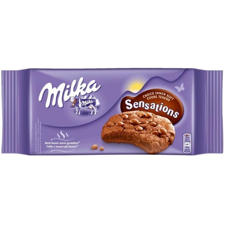 Печенье Milka Sensations Soft Cookies с начинкой и кусочками молочного шоколада 156 гр., флоу-пак