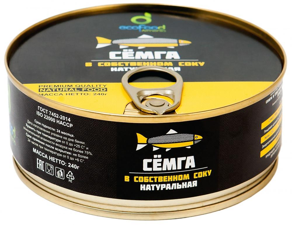 Сёмга EcoFood в собственном соку, 240 гр., ж/б