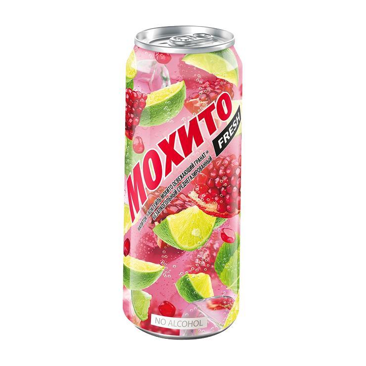 Напиток газированный Очаково Мохито fresh безалкогольный гранат 450 мл., ж/б
