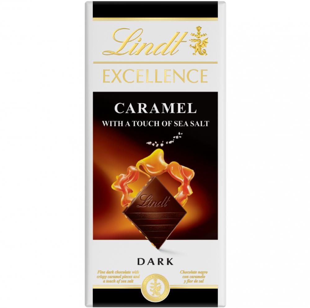 Шоколад Lindt Excellence темный с кусочками карамели и морской солью 100 гр., картон