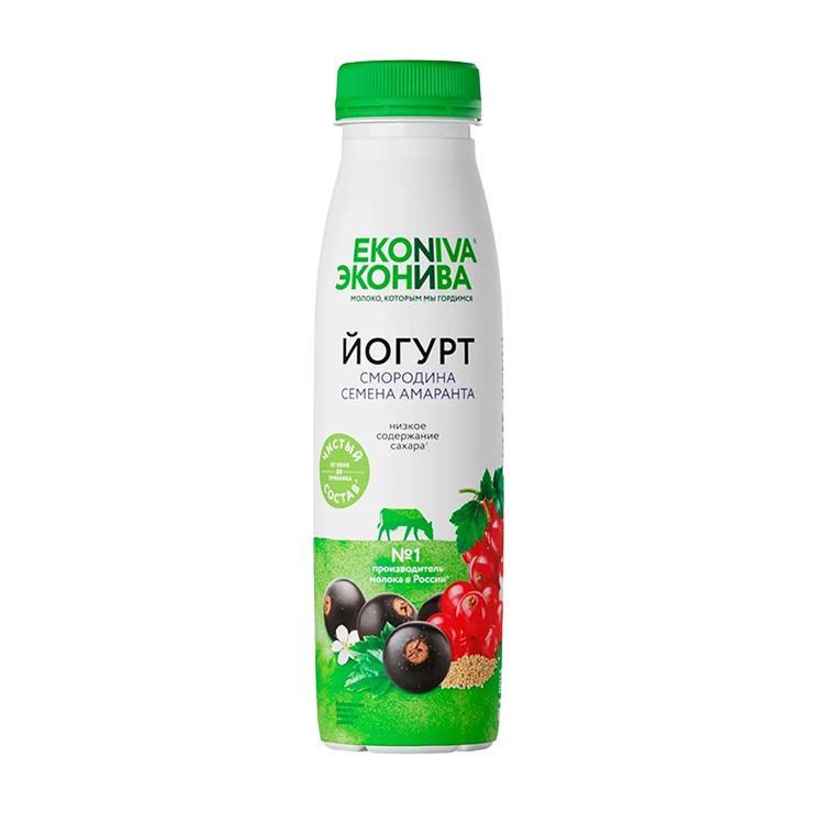 Йогурт ЭКОНИВА Fitness Line со смородиной и семенами амаранта 2,5%, 300 гр., ПЭТ