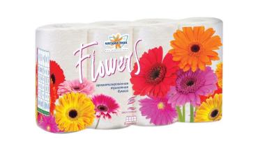 Туалетная бумага ароматизированная, двухслойная, цвет: белый, 8 рулонов, Мягкий Знак Flowers, пластиковая упаковка
