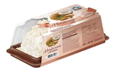 Мороженое Миндальные Облака торт ванильное со сгущенкой, кокосовой стружкой и миндалем, 400 гр., пластиковый контейнер