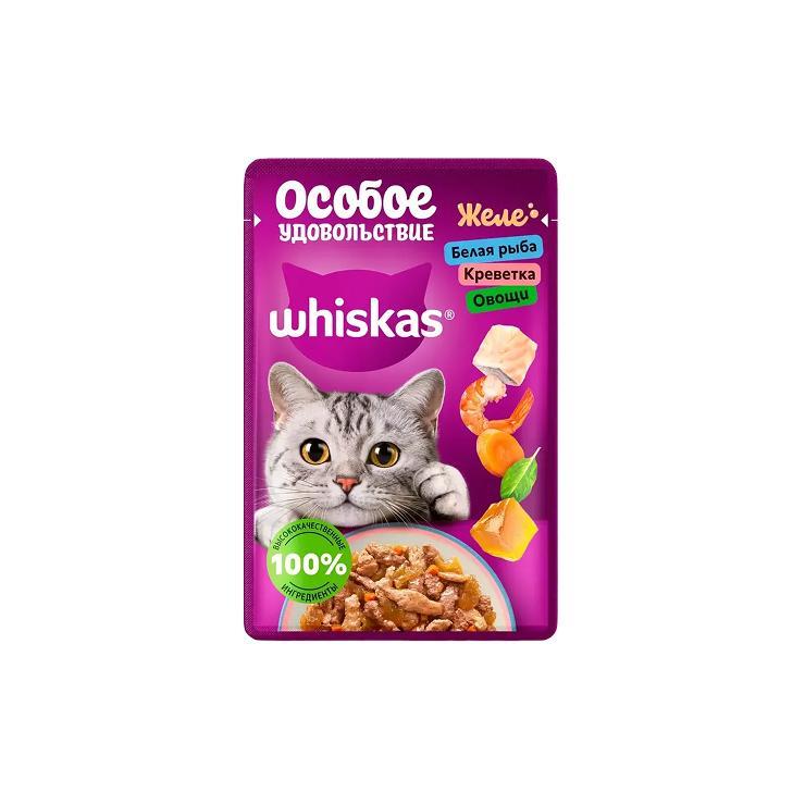 Корм для кошек влажный Whiskas желе рыба с креветкой 75 гр., пауч
