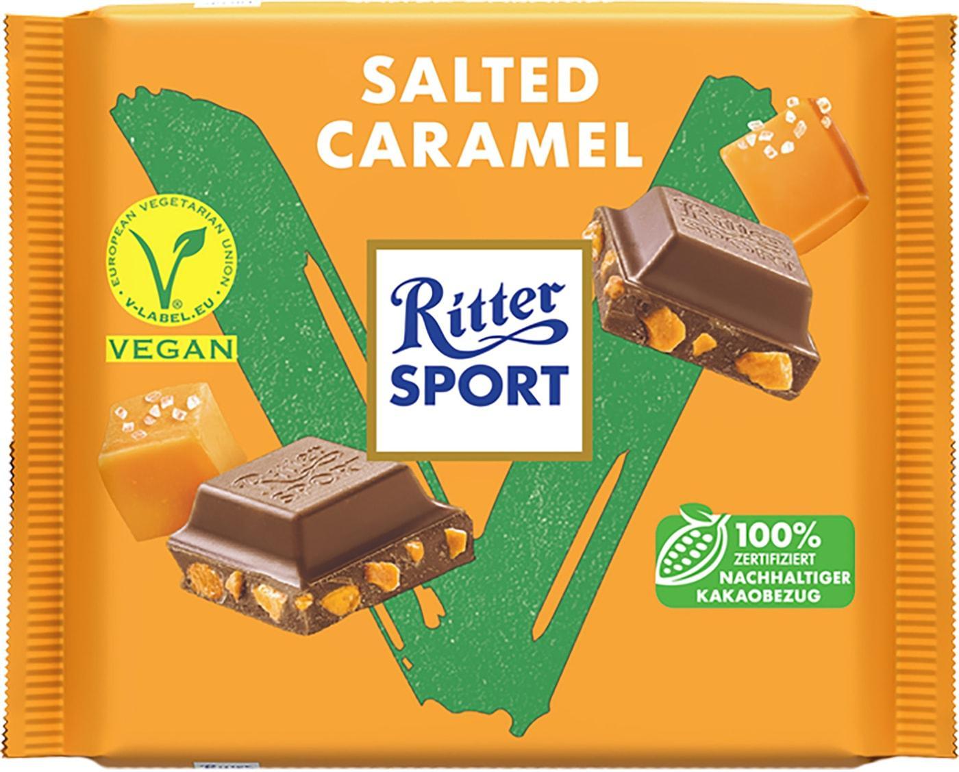 Шоколад Ritter Sport Соленая карамель темный 100 гр., флоу-пак