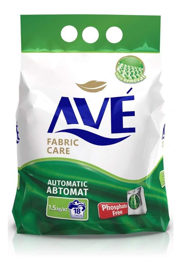 Стиральный порошок AVE автомат д/всех видов ткани 1,5 кг., пакет