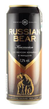 Коктейль Russian Bear, 7,2% со вкусом коньяка и миндаля, Россия, 450 мл., ж/б