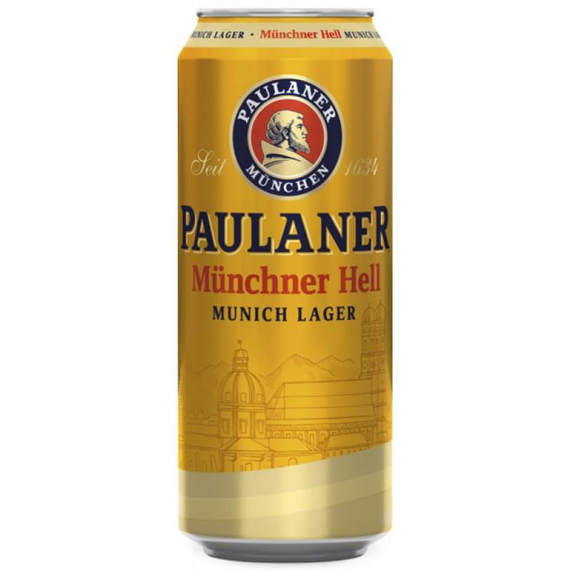 Пиво Paulaner светлое фильтрованное Munchner Hell 4,9%, 500 мл., ж/б
