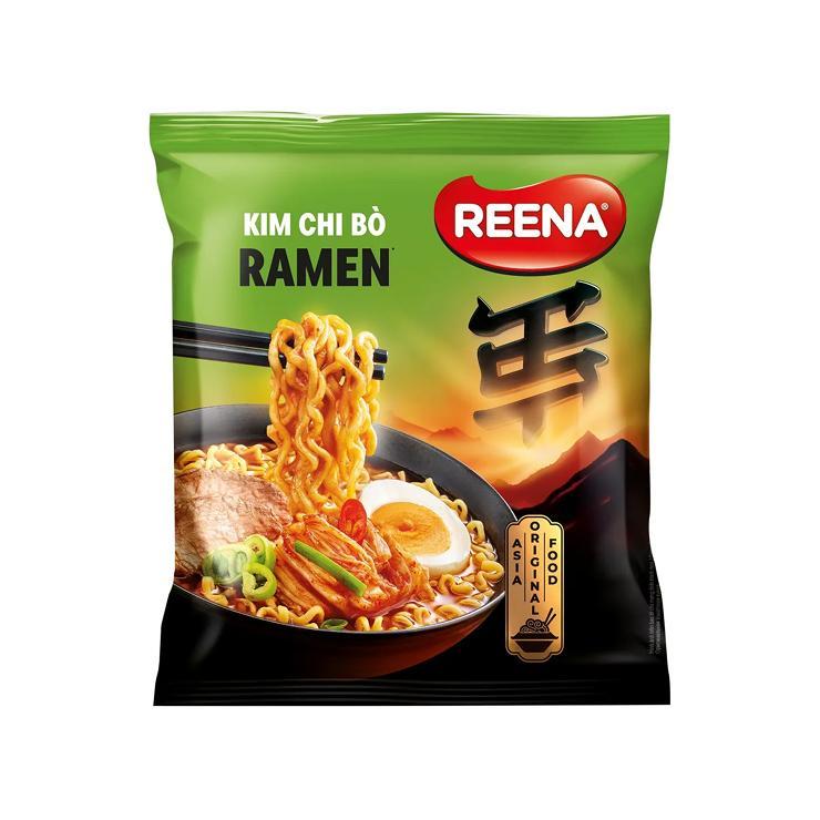 Лапша быстрого приготовления REENA RAMEN острый кимчи в мясном бульоне 115 гр., флоу-пак