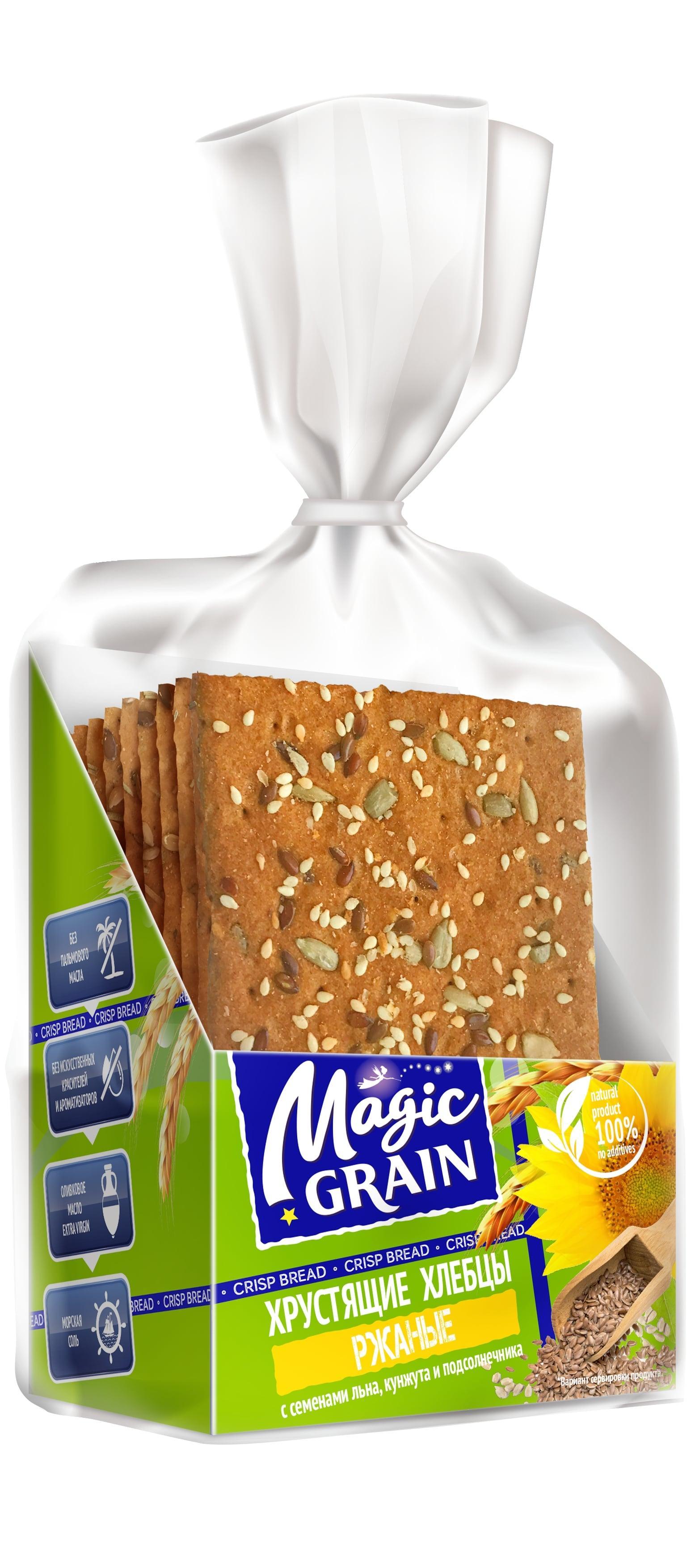 Хлебцы Хлебный спас Magic Grain Ржаные с семенами льна, кунжута и подсолнечника 160 гр., пакет