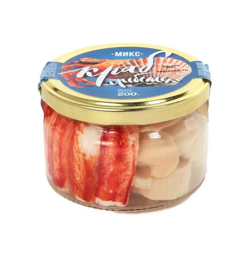Мясо Рак и краб краба и морского гребешка 200 гр., стекло