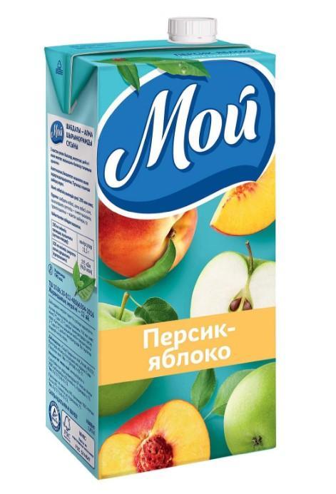 Нектар Мой Персик-яблоко с мякотью 1,93 л., тетра-пак