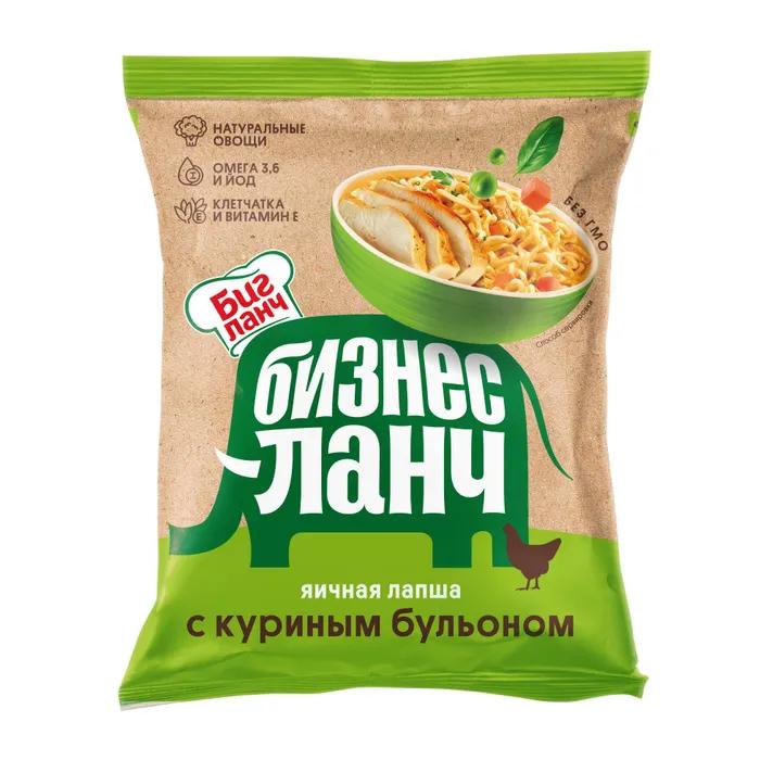 Лапша быстрого приготовления Бизнес Ланч Лапша Яичная с куриным бульоном 60 гр., флоу-пак