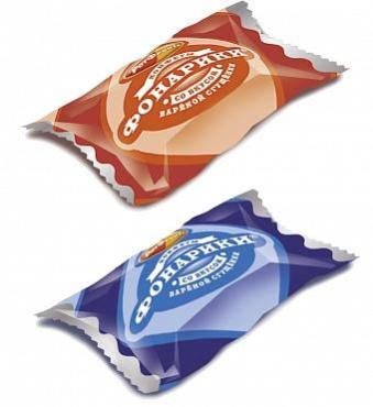 Конфеты Объединенные кондитеры Фонарики, вкус вареная сгущенка, 2 кг., картон