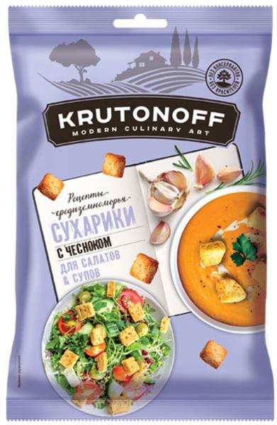 Сухарики Krutonoff пшеничные с чесноком, 100 гр., флоу-пак