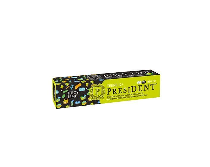 Зубная паста President juicy lime освежающий мятный лайм 12+, 70 гр., картон