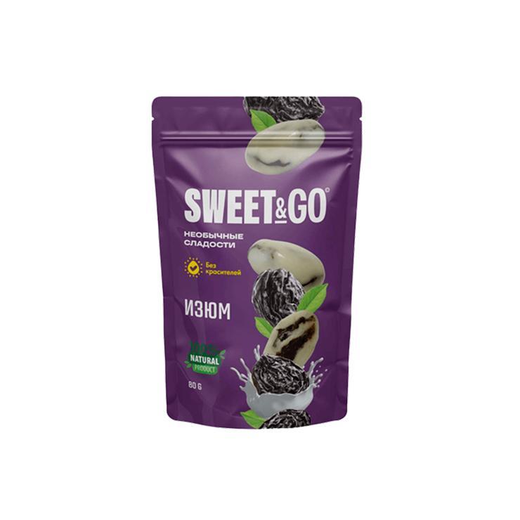 Конфеты SWEET&GO изюм в белой глазури 80 гр., дой-пак