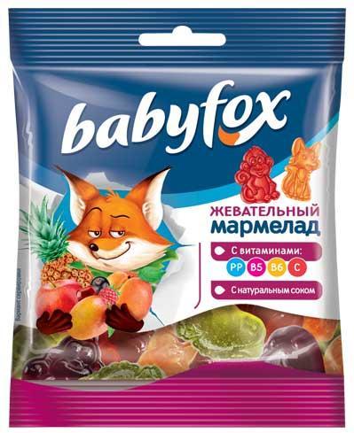 Мармелад Babyfox жевательный c витаминами ассорти вкусов 30 гр., флоу-пак