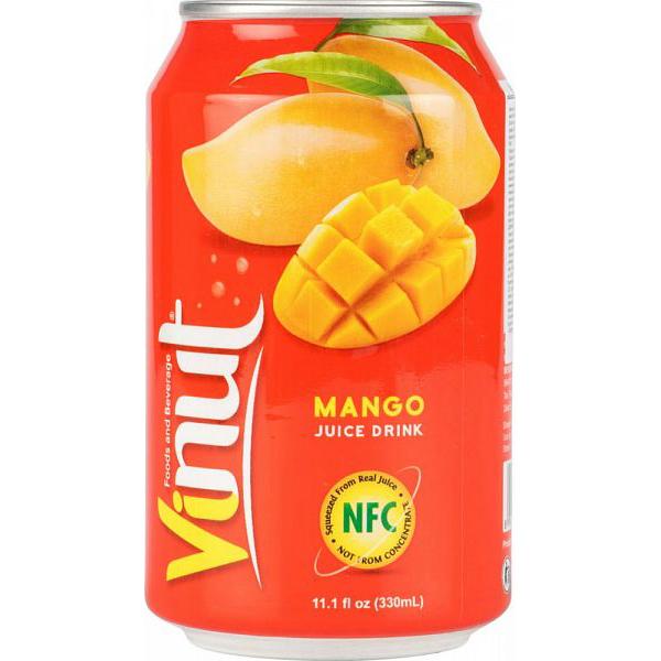 Напиток сокосодержащий Vinut Juice Drink со вкусом манго, 330 мл., ж/б
