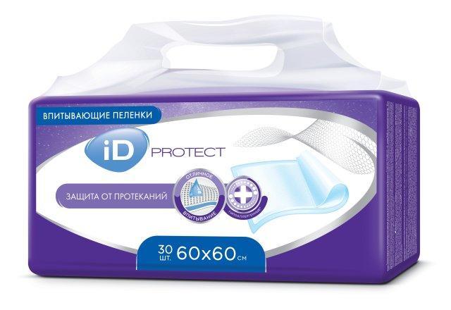 Пелёнки медицинские ID Protect одноразовые 60 х 60 см. 30 шт., пакет