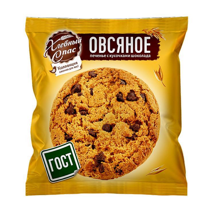 Печенье Хлебный Спас овсяное с кусочками шоколада 500 гр., флоу-пак
