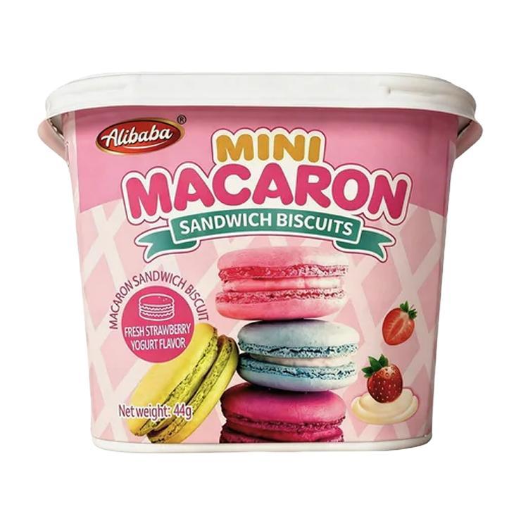 Печенье Tiny Mico Mini Macaron Sandwich Fresh Strawberry Yogurt со вкусом клубники и йогурта 44 гр., пластиковая упаковка