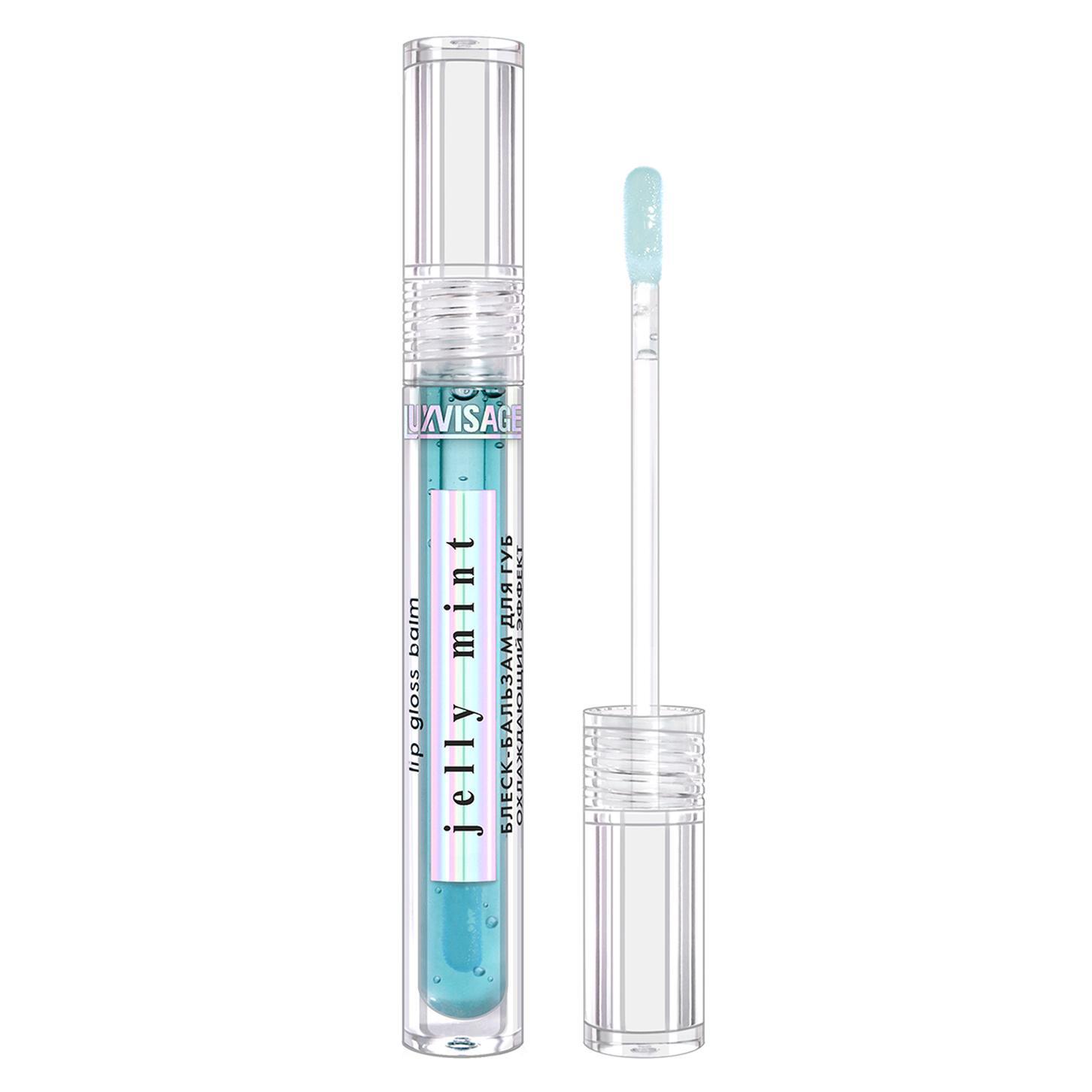 Блеск-бальзам для губ LuxVisage Jelly Mint Охлаждающий эффект голубой 2,9 гр., ПЭТ