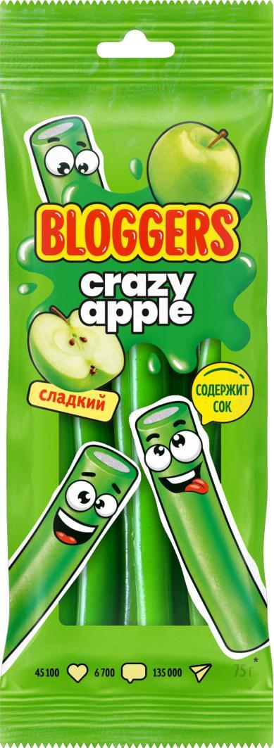 Мармелад жевательный Bloggers Crazy apple 75 гр., флоу-пак