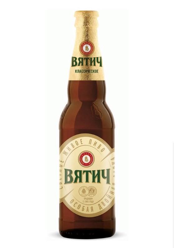 Пиво Вятич классическое светлое 4,9% пастеризованное 450 мл., стекло