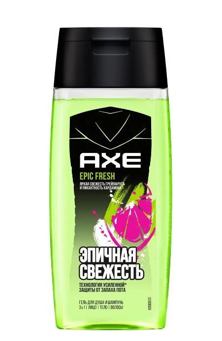 Гель для душа и шампунь Axe Epic Fresh 3в1 с пребиотиками и увлажняющими ингредиентами 100 мл., ПЭТ