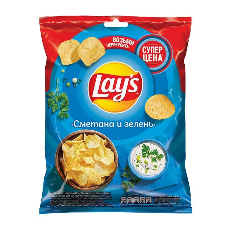 Чипсы Lay's сметана зелень 50 гр., флоу-пак
