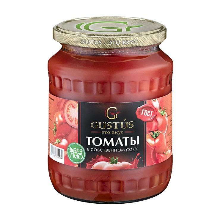 Томаты Gustus неочищенные в томатной заливке 680 гр., стекло