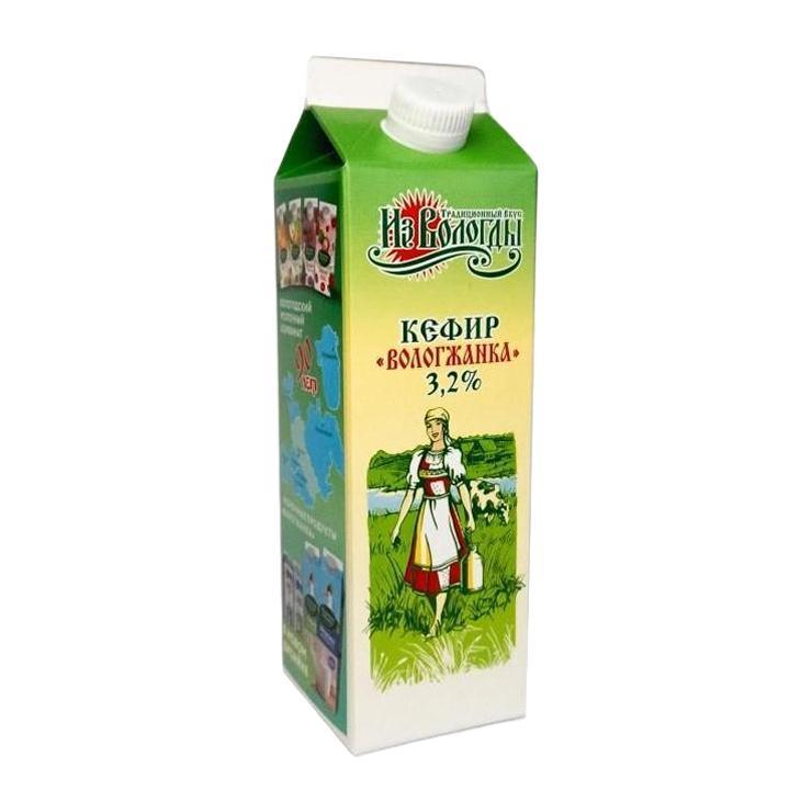 Кефир Вологжанка 3,2% 1 кг., тетра-пак