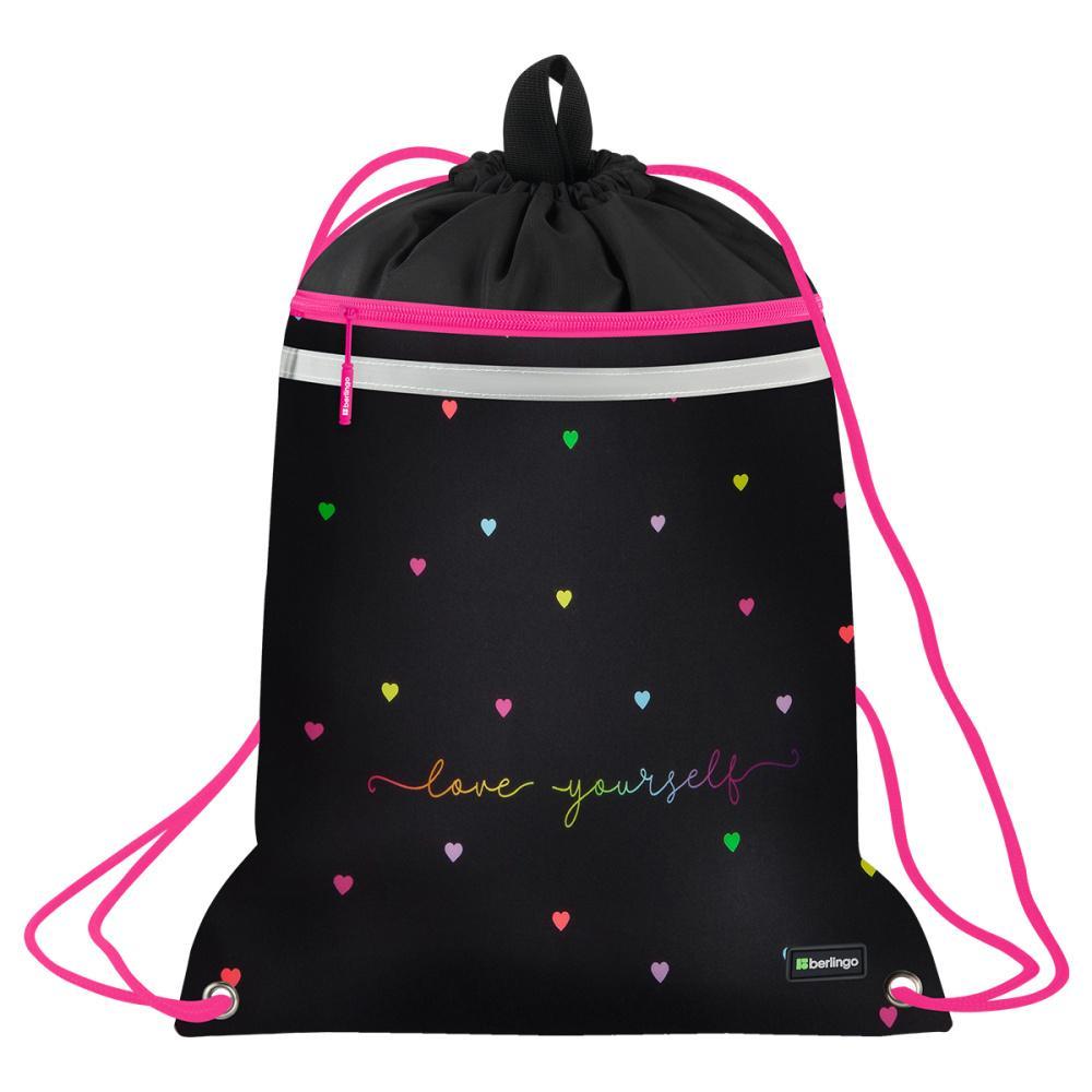 Мешок для обуви Berlingo Love Yourself 360х460 мм 1 отделение вентиляционная сеточка светоотражающая лента карман на молнии, пакет