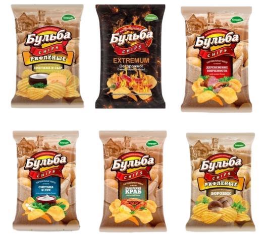 Чипсы из сырого картофеля Бульба chips в ассортименте 75 гр., флоу-пак