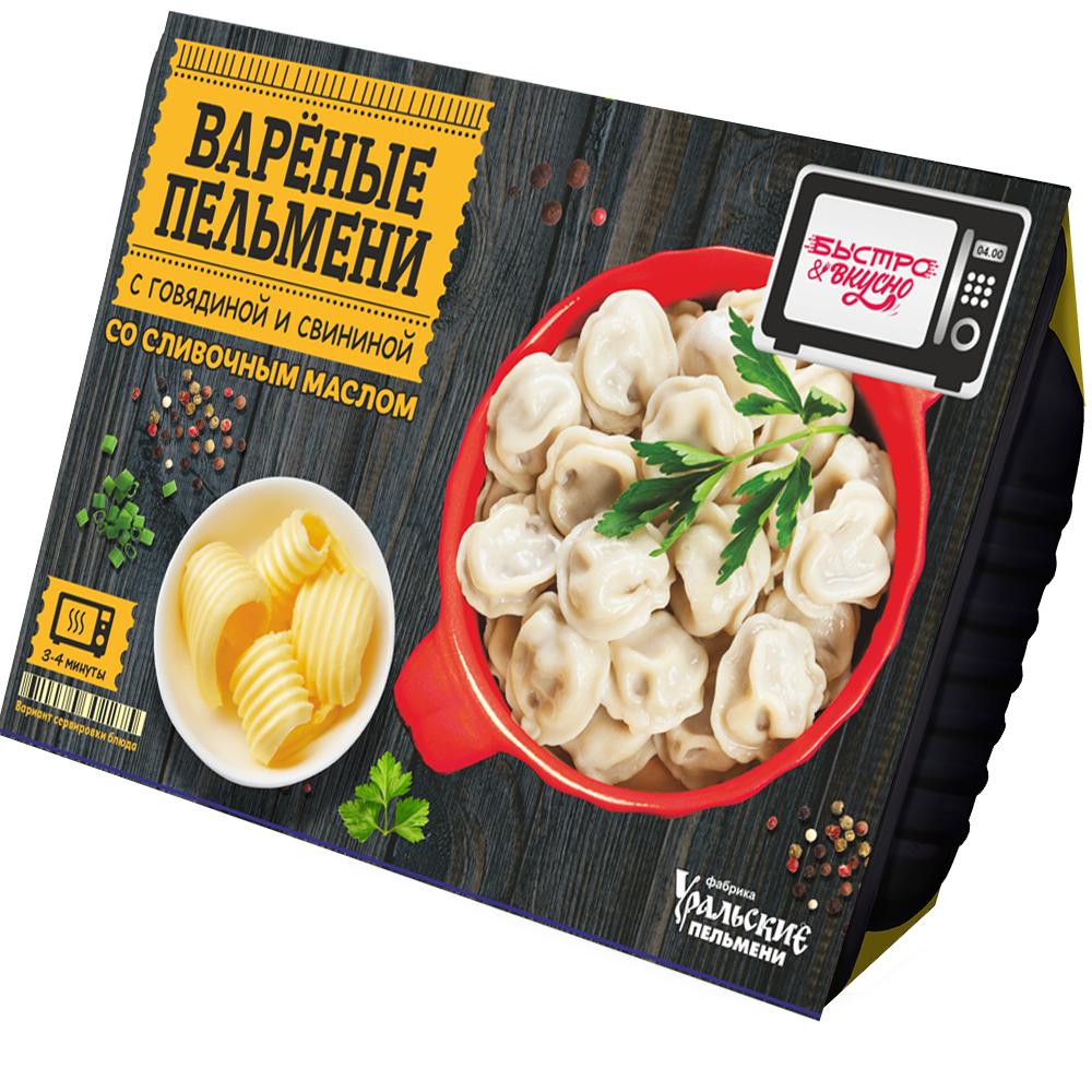 Пельмени БыстроВкусно с маслом варёные 250 гр., ПЭТ