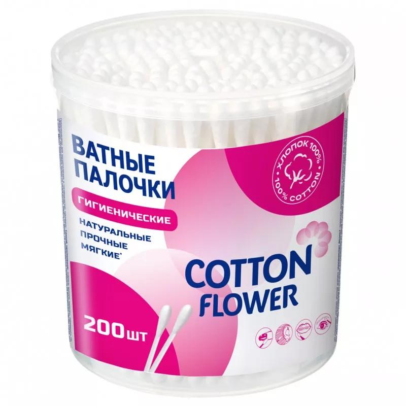 Ватные палочки COTTON FLOWER гигиенические 200 шт., ПЭТ