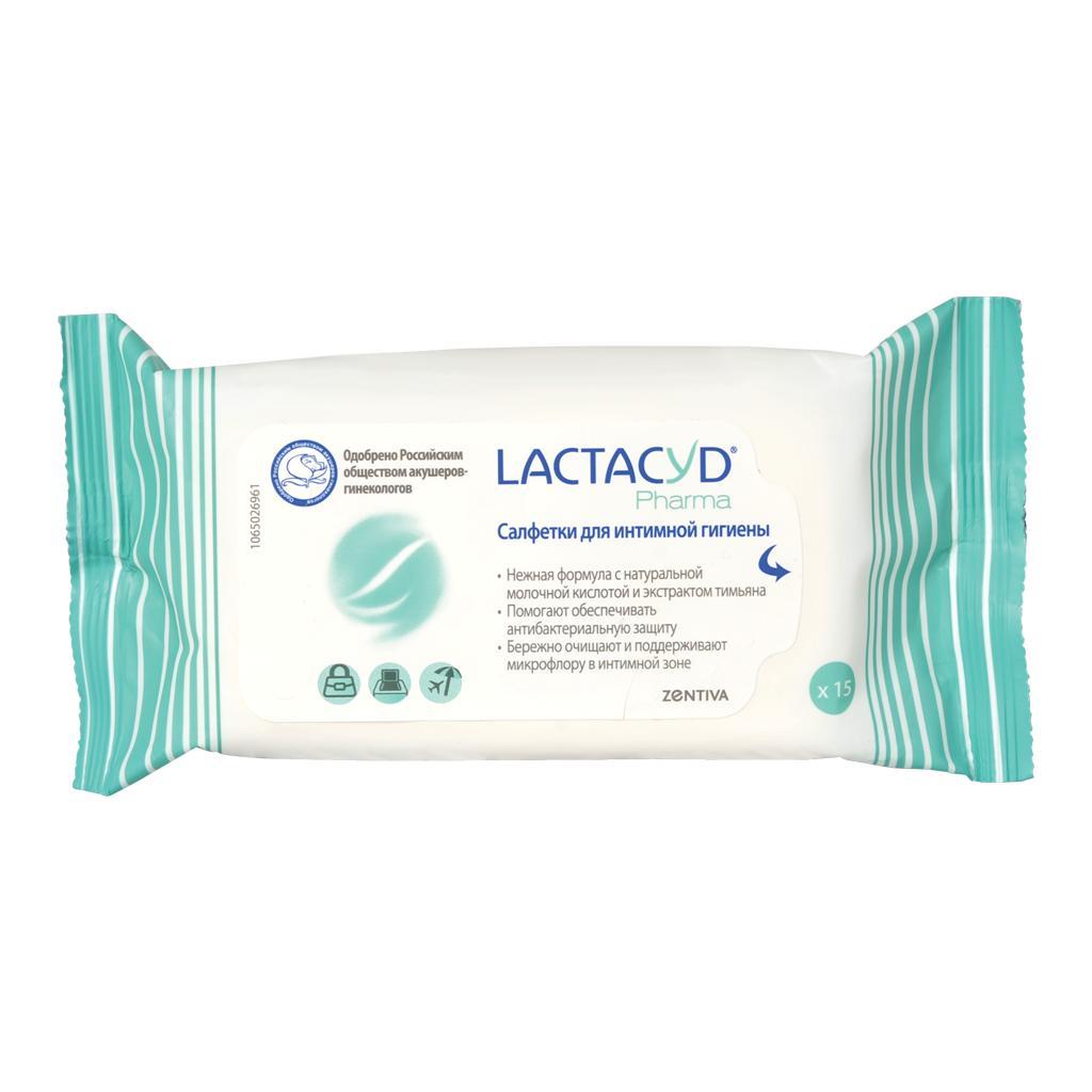 Салфетки влажные для интимной гигиены Lactacyd с экстрактом тимьяна 15 шт., флоу-пак