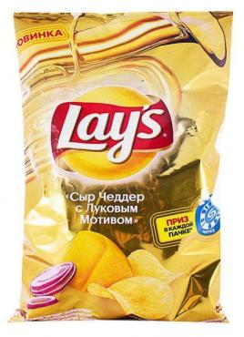 Чипсы Lay's картофельные сыр Чедер с луковым мотивом 150 гр., флоу-пак