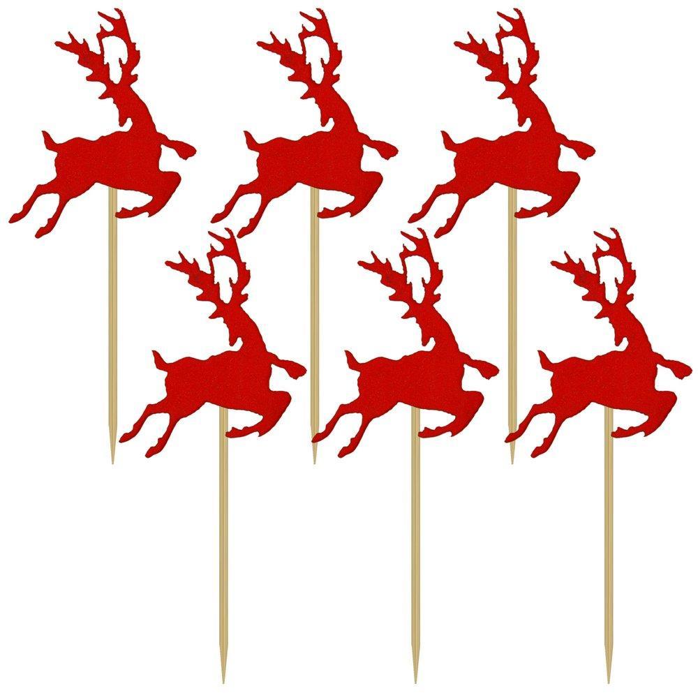 Топпер для украшения Мультидом олень 6 штук 13,5 см., пакет